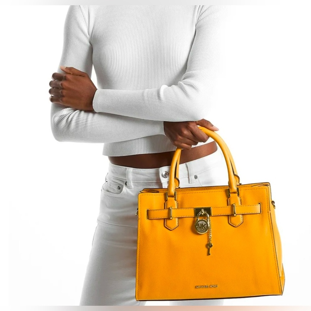 Michael Kors Women's Hamilton Medium Top Zip Leather Satchel (Golden Rod)    NWT